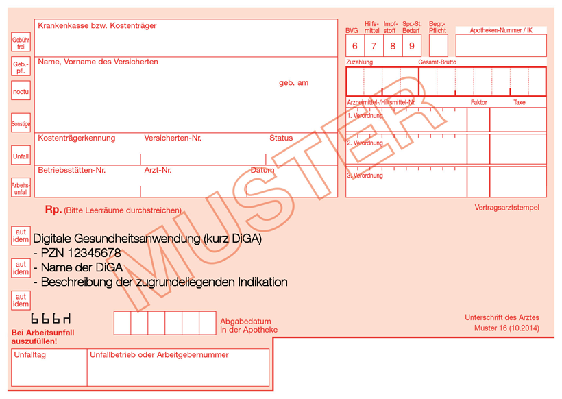 Darstellung des Muster 16 mit beispielhaften Daten