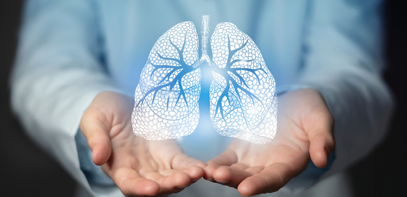 Arzt hält Lunge 